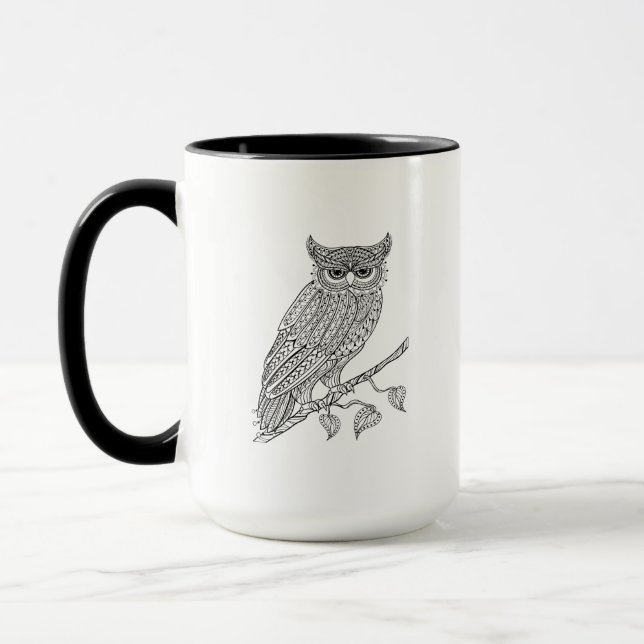 Inspired Magic Owl Sitting On Branch Mug (Left)