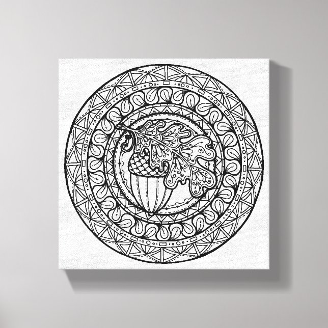 Inspired Mandala Autumn Oak Leaf 6 Canvas Print (Front)