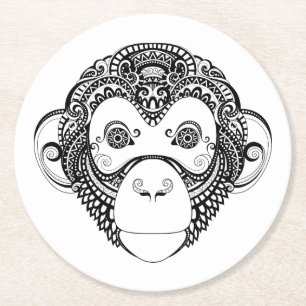 Inspired Monkey Design Round Paper Coaster
