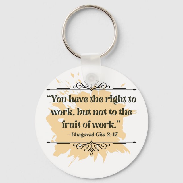  Inspired Orange Minimalist Bhagavad Gita Quote Key Ring (Front)