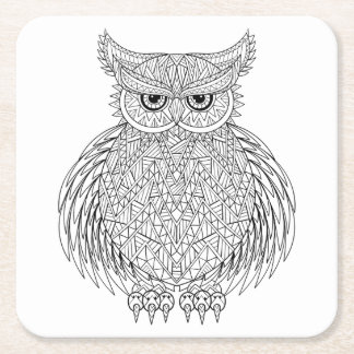 Inspired Owl Bird Totem Square Paper Coaster