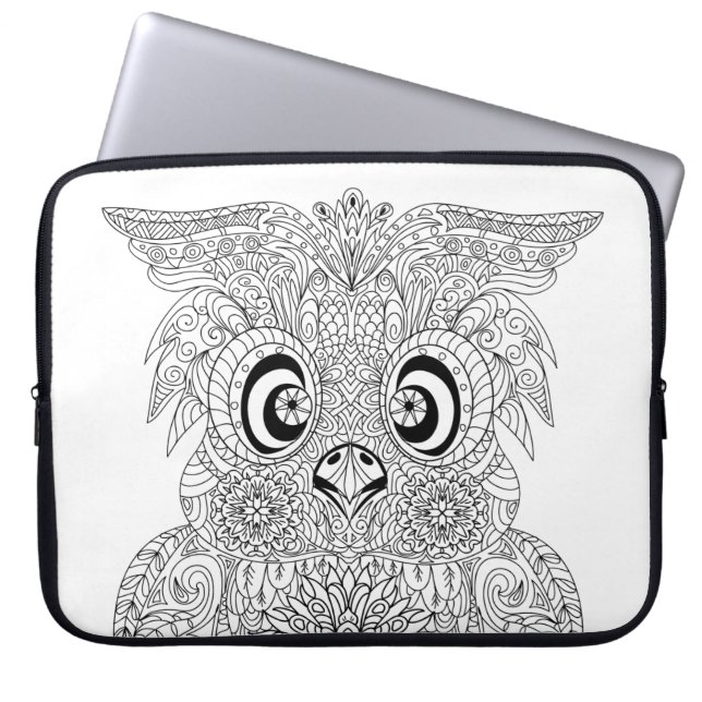 Inspired Owl Portrait Laptop Sleeve (Front)