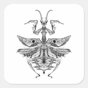 Inspired Praying Mantis Square Sticker