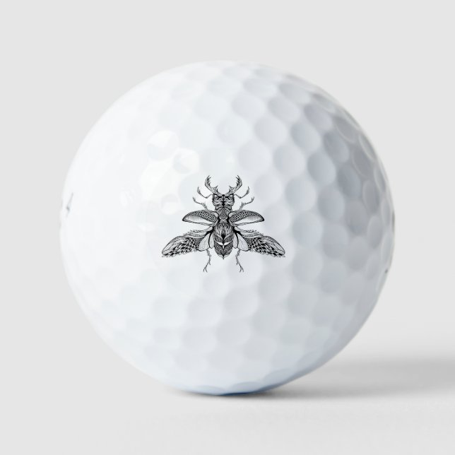 Inspired Psychedelic Stag-Beetle Golf Balls (Front)