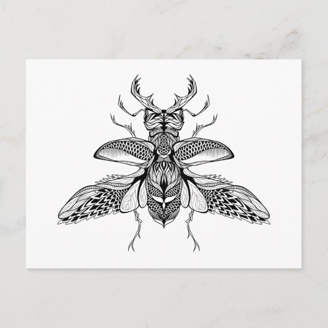 Inspired Psychedelic Stag-Beetle Postcard (Front)