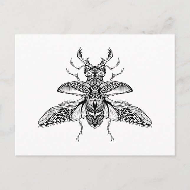 Inspired Psychedelic Stag-Beetle Postcard (Front)