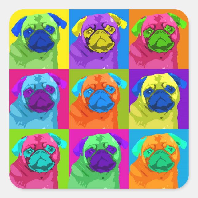 inspired Pug Square Sticker (Front)
