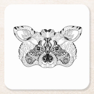 Inspired Racoon Square Paper Coaster