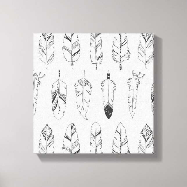 Inspired Retro Feather Pattern 6 Canvas Print (Front)