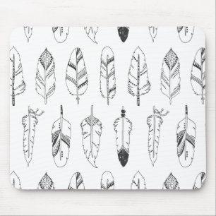 Inspired Retro Feather Pattern Mouse Mat