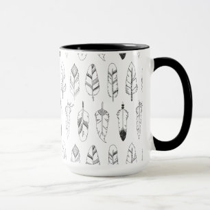 Inspired Retro Feather Pattern Mug