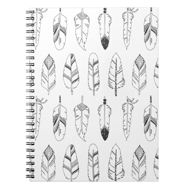 Inspired Retro Feather Pattern Notebook (Front)