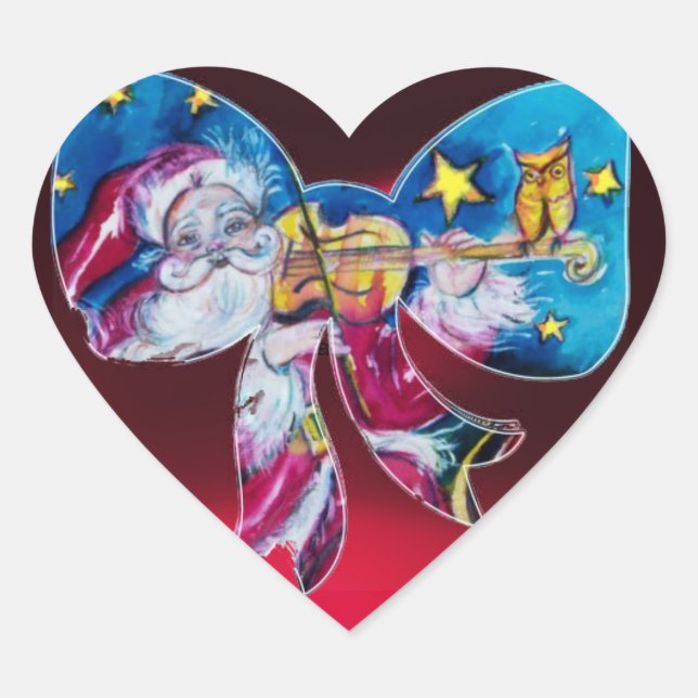 INSPIRED SANTA CHRISTMAS BOW HEART STICKER (Front)