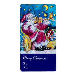 INSPIRED SANTA PLAYING VIOLIN Christmas Night Blue