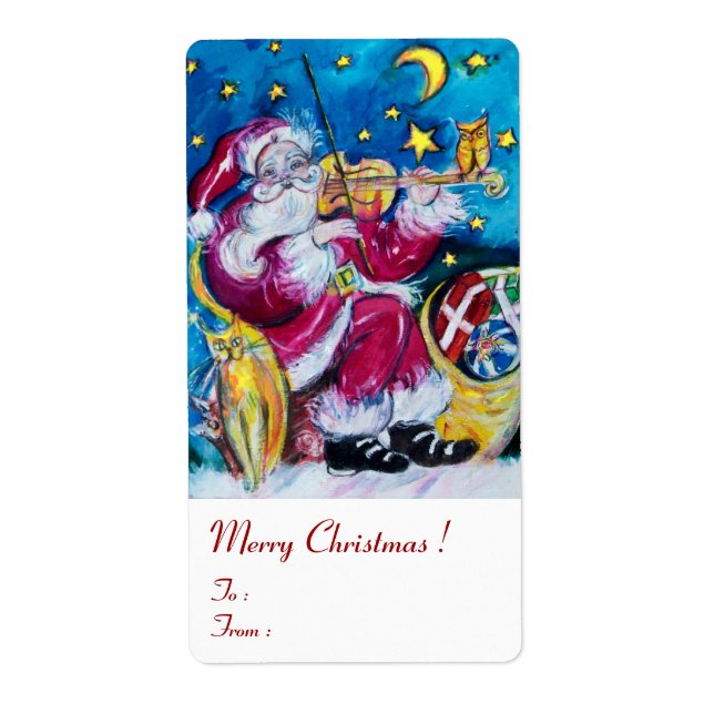 INSPIRED SANTA PLAYING VIOLIN Christmas Red White (Front)