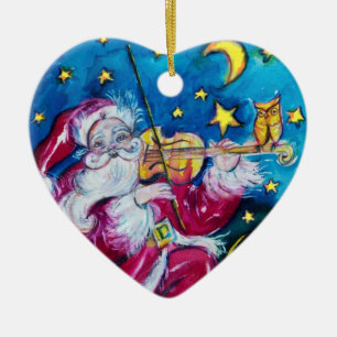INSPIRED SANTA Red Ruby Gem Stone Heart Ceramic Tree Decoration