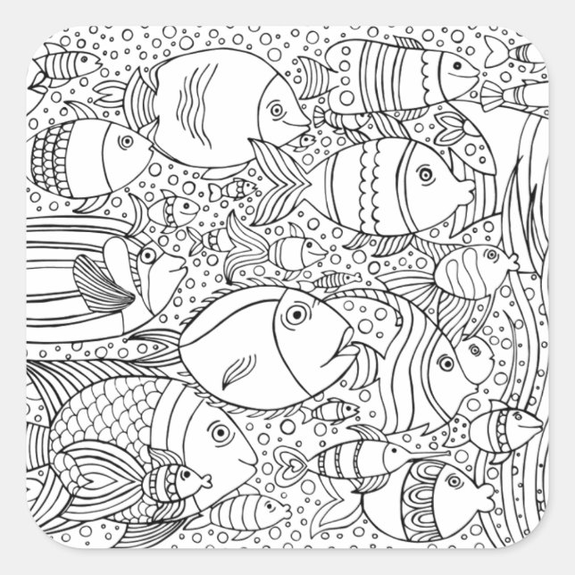 Inspired School Of Fish Square Sticker (Front)