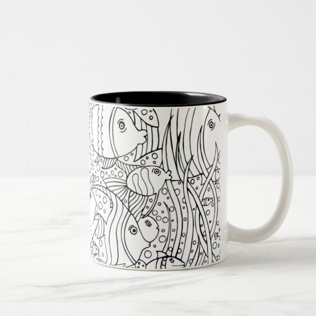 Inspired School Of Fish Two-Tone Coffee Mug (Right)