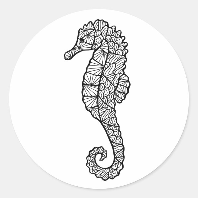 Inspired Sea Horse Classic Round Sticker (Front)