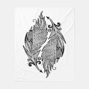 Inspired Sketch Of Feathers Fleece Blanket