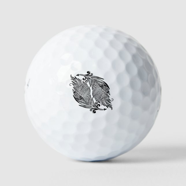 Inspired Sketch Of Feathers Golf Balls (Front)