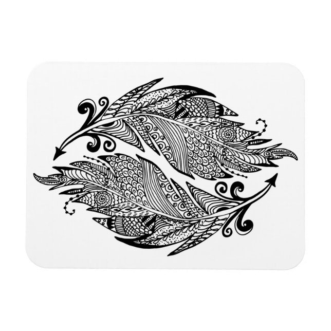 Inspired Sketch Of Feathers Magnet (Horizontal)