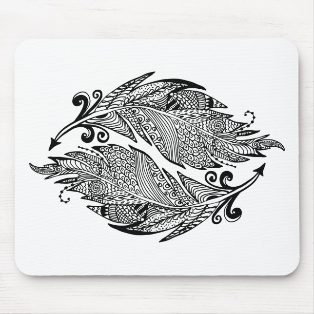 Inspired Sketch Of Feathers Mouse Mat (Front)
