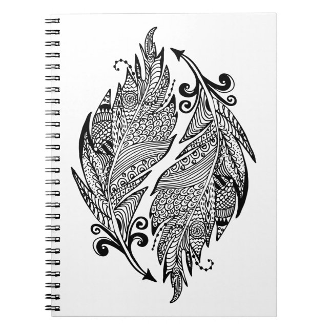 Inspired Sketch Of Feathers Notebook (Front)