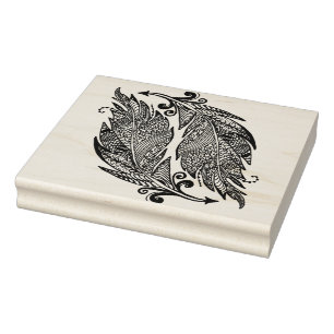 Inspired Sketch Of Feathers Rubber Stamp