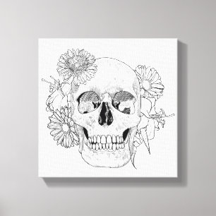 Inspired Skull And Flowers 6 Canvas Print