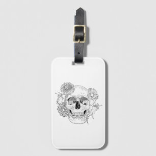 Inspired Skull And Flowers Luggage Tag
