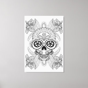 Inspired Skull In Flowers 6 Canvas Print