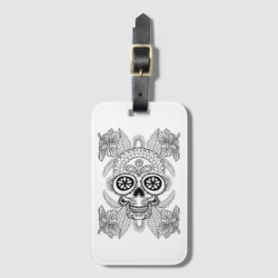 Inspired Skull In Flowers Luggage Tag