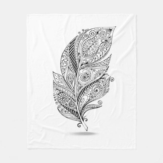 Inspired Tribal Feather Fleece Blanket (Front)
