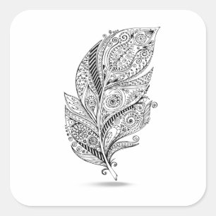 Inspired Tribal Feather Square Sticker