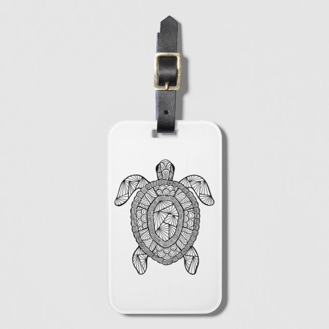 Inspired Turtle Luggage Tag (Front Vertical)