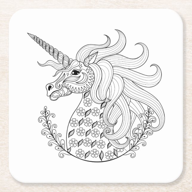 Inspired Unicorn Square Paper Coaster (Front)