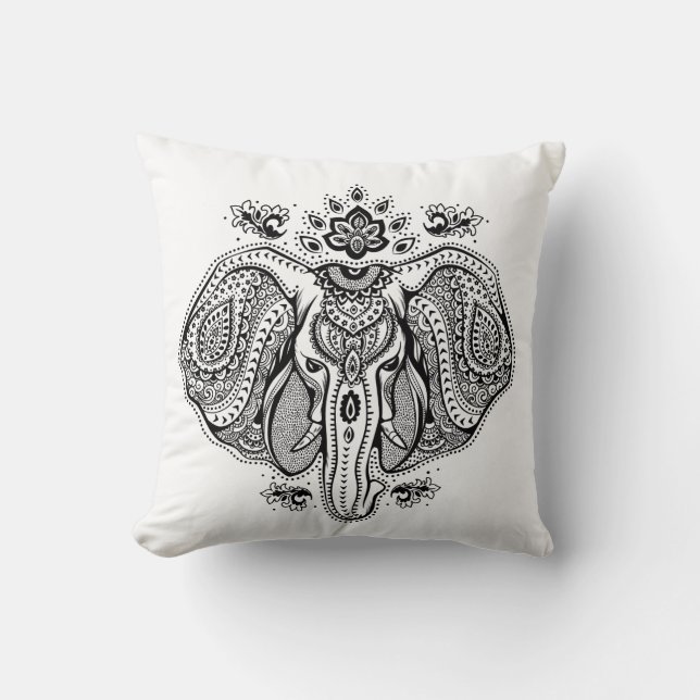 Inspired Vintage Indian Elephant Cushion (Front)