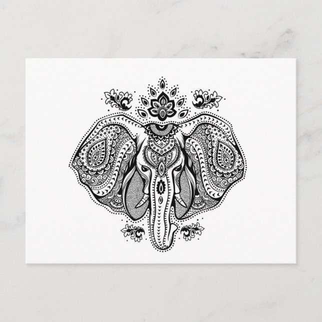 Inspired Vintage Indian Elephant Postcard (Front)