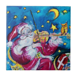 INSPIRED VIOLINIST SANTA Christmas Tile