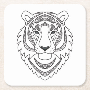 Inspired White Tiger Square Paper Coaster
