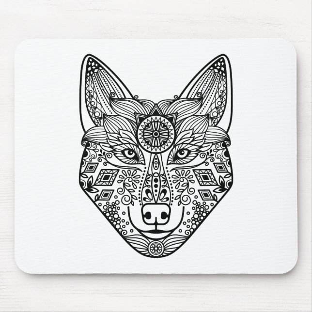 Inspired Wolf Head Mouse Mat (Front)