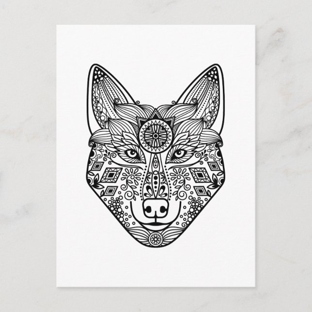 Inspired Wolf Head Postcard (Front)