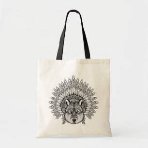 Inspired Wolf In Feathered War Bonnet Tote Bag