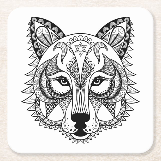 Inspired Wolf Square Paper Coaster (Front)