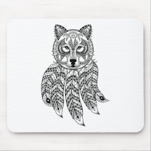 Inspired Wolf With Dreamcatcher Mouse Mat