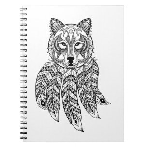 Inspired Wolf With Dreamcatcher Notebook