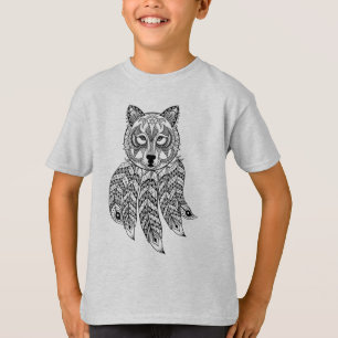 Inspired Wolf With Dreamcatcher T-Shirt