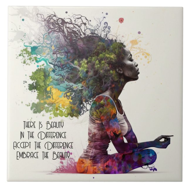 Inspired Woman Embrace Ceramic Tile (Front)