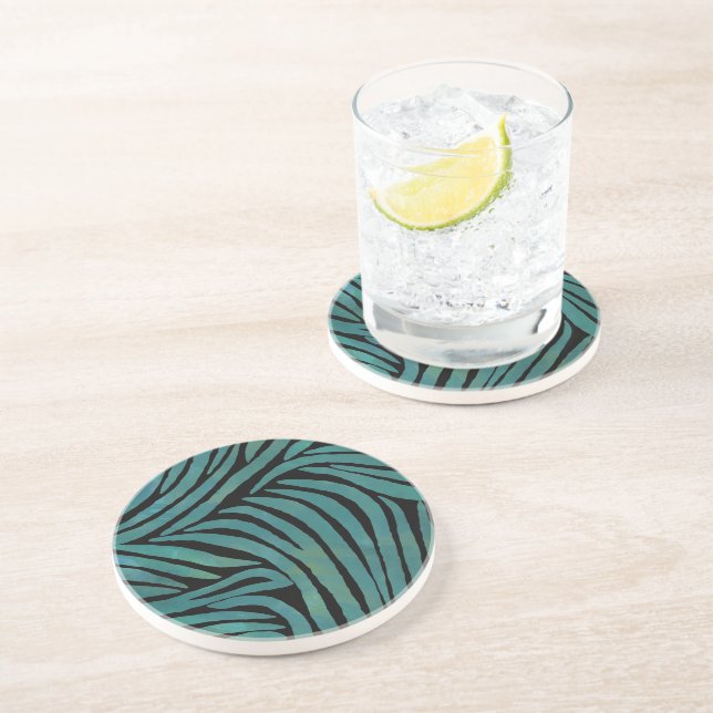 Inspired Zebra Print Teal Coaster (Side)